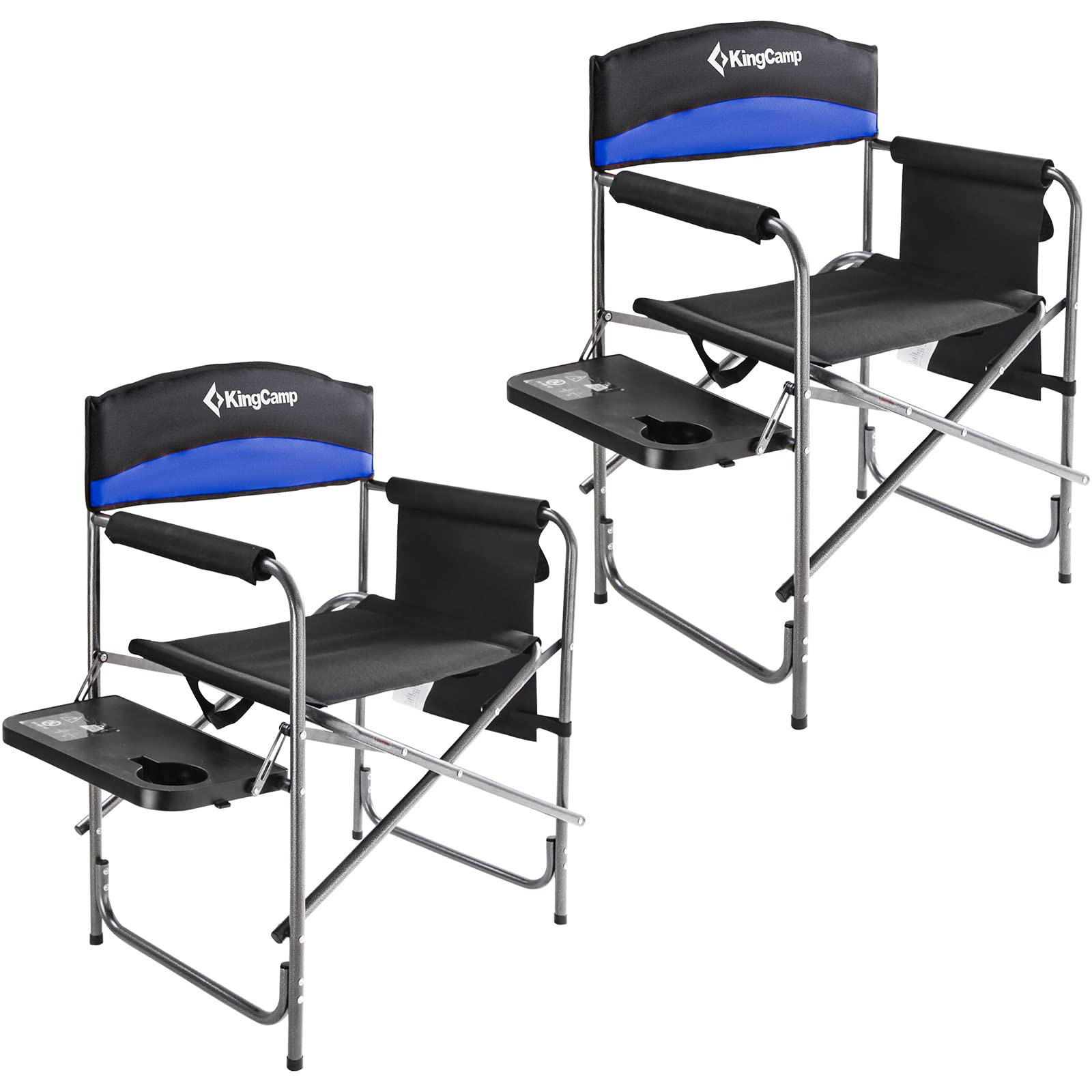 KingCamp 2-Pack Directors Camping Chair with Padded Folding Portable Seats, Blue