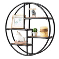 Tangkula Round Wall Shelf, Wall-Mounted Circular Shelf, Wood & Iron Wall Hanging Shelves, 4-Tier Circle Shelf Wall Decor for Hom