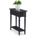 Coastal Solid Wood Narrow End Table with Drawer, Swan Black, Perfect for Living Rooms, Bedrooms, and Offices - Leick Home, 20017