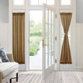VORTTA Burlap Look Door Curtain Rod Pocket Tan Natural Soft Rustic Patio Curtains Panel for French Door Window with Tieback 25W 