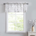 FMFUNCTEX Foil Silver Branch White Sheer Valance Curtain for Living Room Window Top 18 Light Filter Valance Curtain for Bathroom