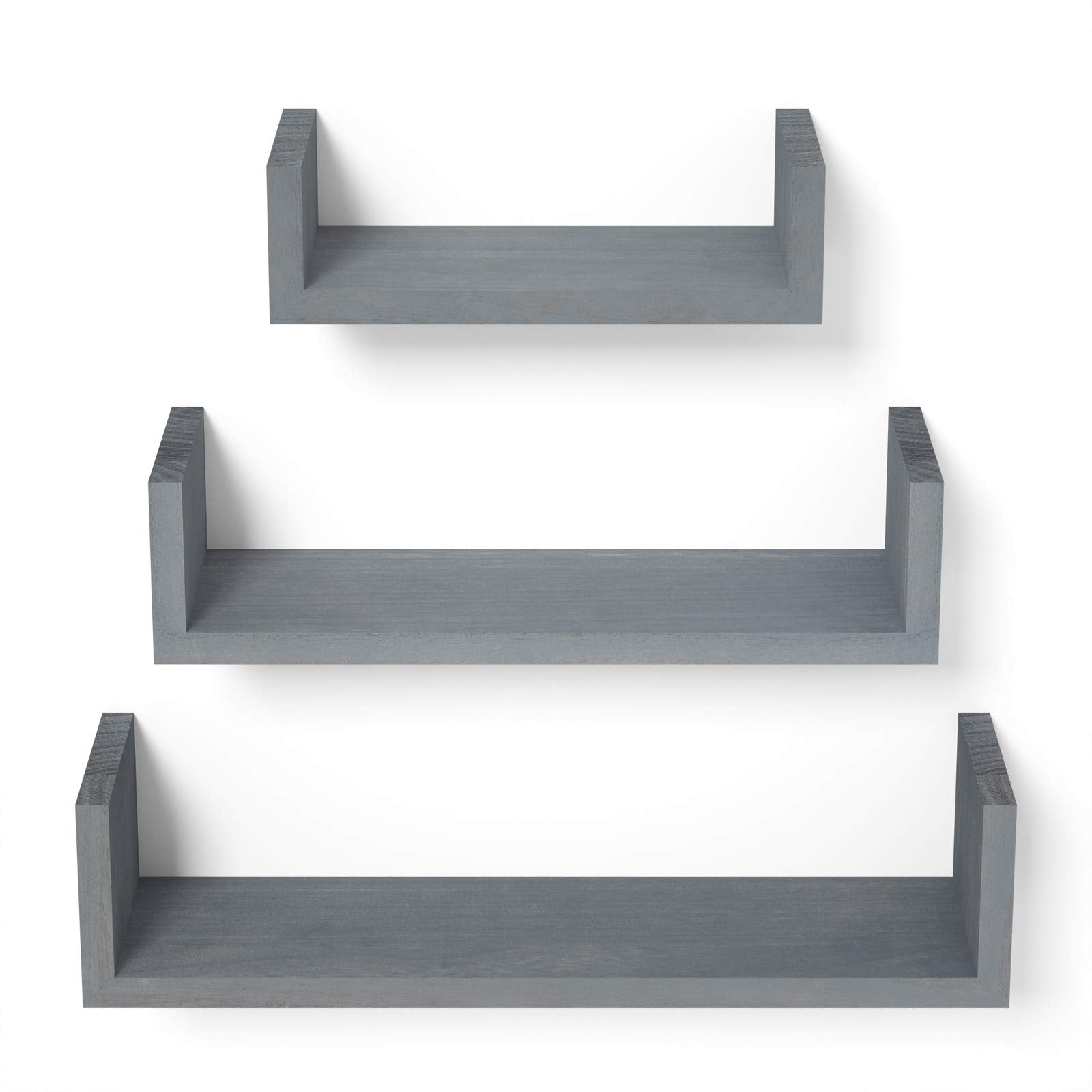 SRIWATANA Floating Shelves Wall Mounted, Solid Wood Wall Shelves, Weathered Gray