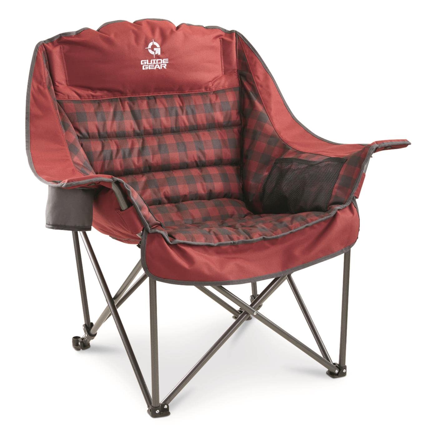 Guide Gear Oversized Extra Large Padded Camping Chair, Portable, Folding, Large Camp Lounge Chairs for Outdoor, Adults, Men and 