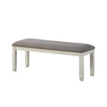 Benjara Fabric Upholstered Padded Bench with Tapered Feet, White and Gray
