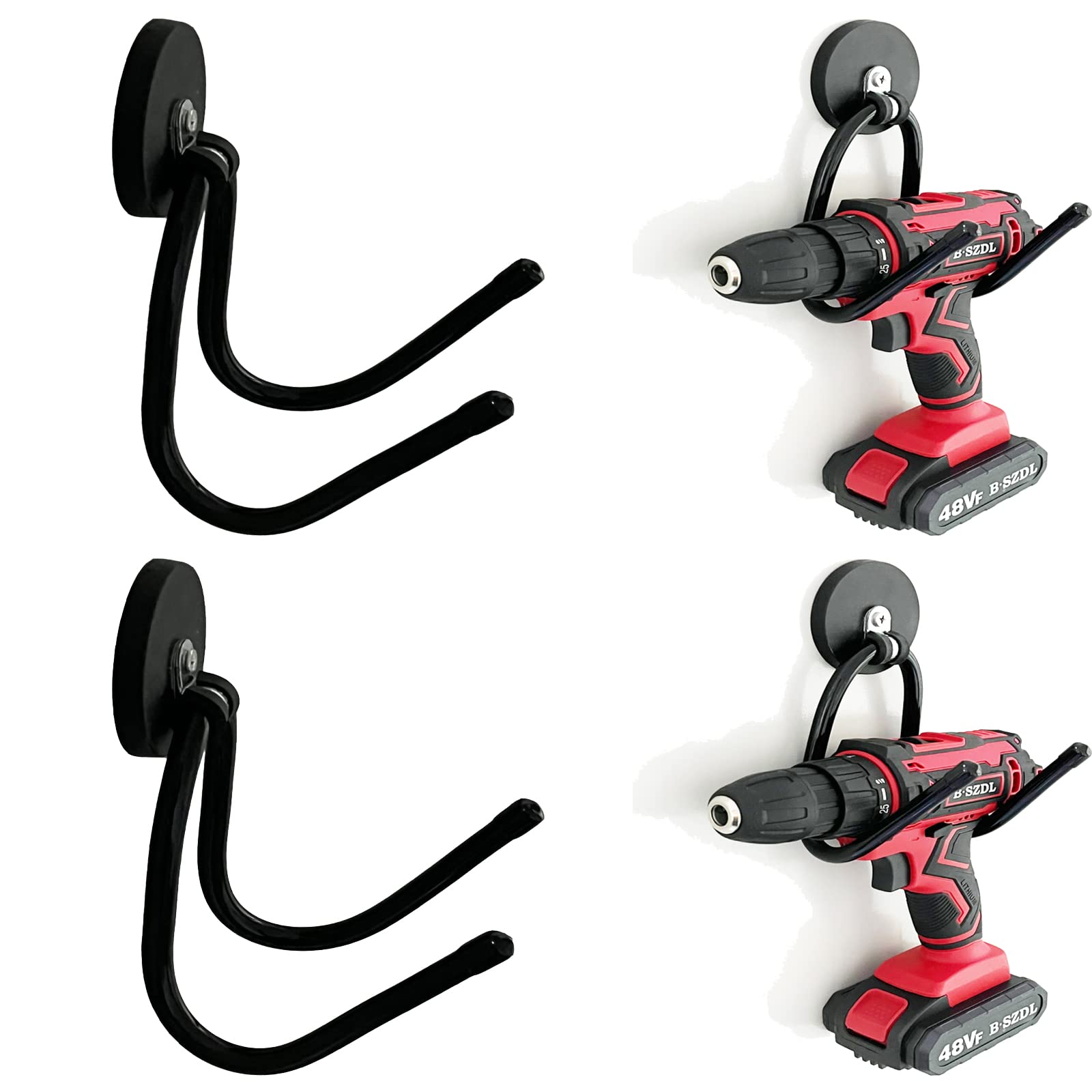 Pmsanzay 2 Pack Power Drill Tool Organizer Holder,Magnetic Tool Holders,Garage Tool Storage Rack,Heavy Duty Large Garage Magnet 