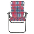 MOUNTAIN SUMMIT GEAR Retro Webbed Camping Chair - Lightweight, Foldable, Durable Steel Frame, 300lb Capacity, Vintage Red/Blue S