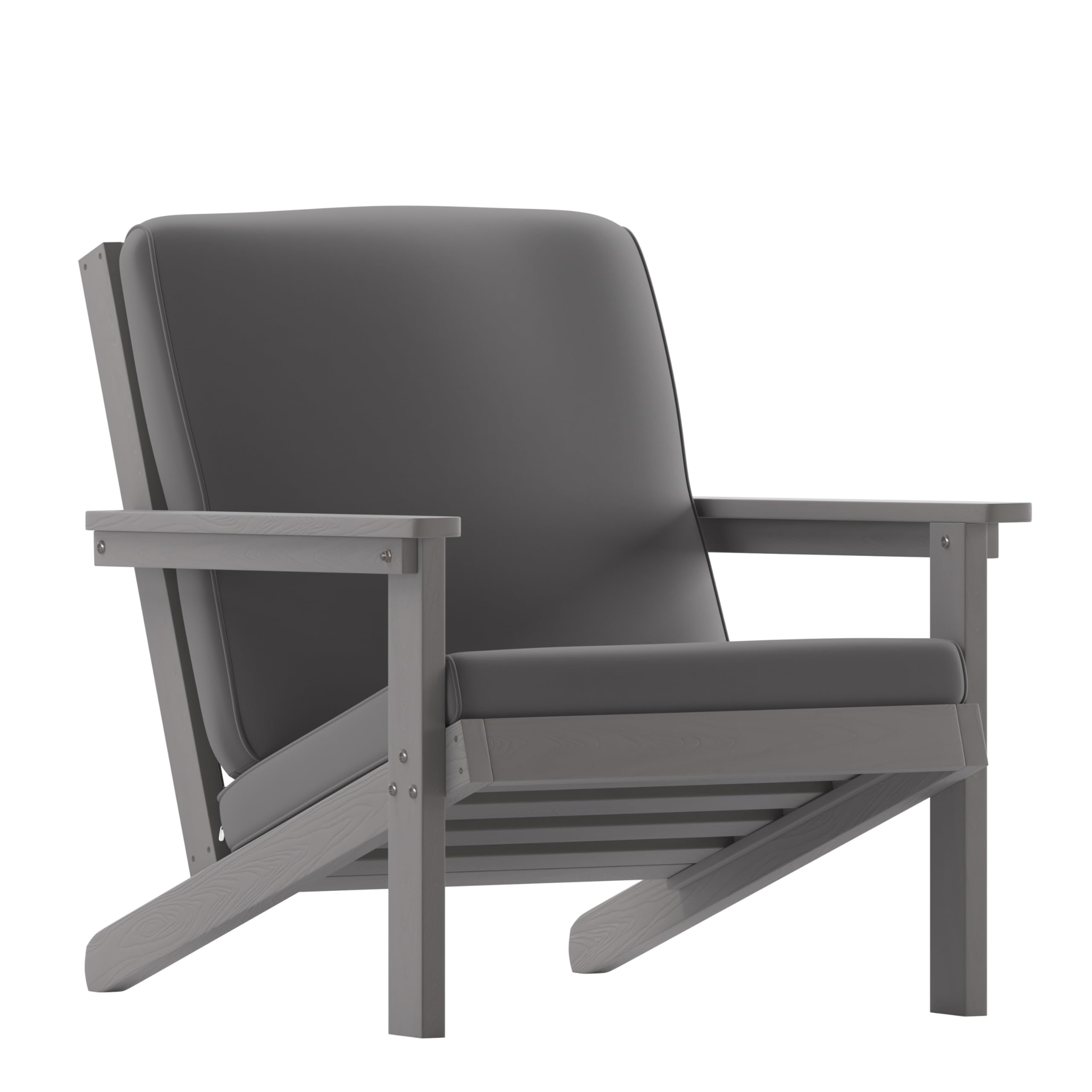 Flash Furniture Charlestown Adirondack Style Deep Seat Patio Club Chair with Cushions - Gray Poly Resin Frame - Cream All-Weathe
