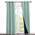 NICETOWN Aqua Blue Blackout Curtains 84 inches Long, Full Light Blocking Drapes with Black Liner for Nursery, Noise Reducing The