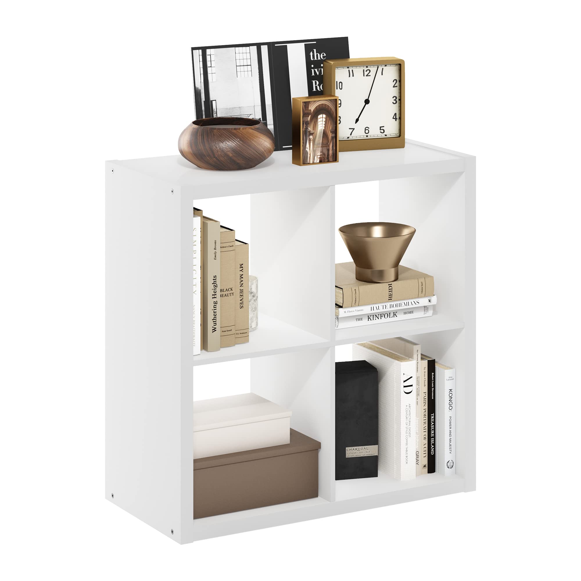 Furinno Cubicle Open Back Decorative Cube Storage Organizer, 4-Cube, White