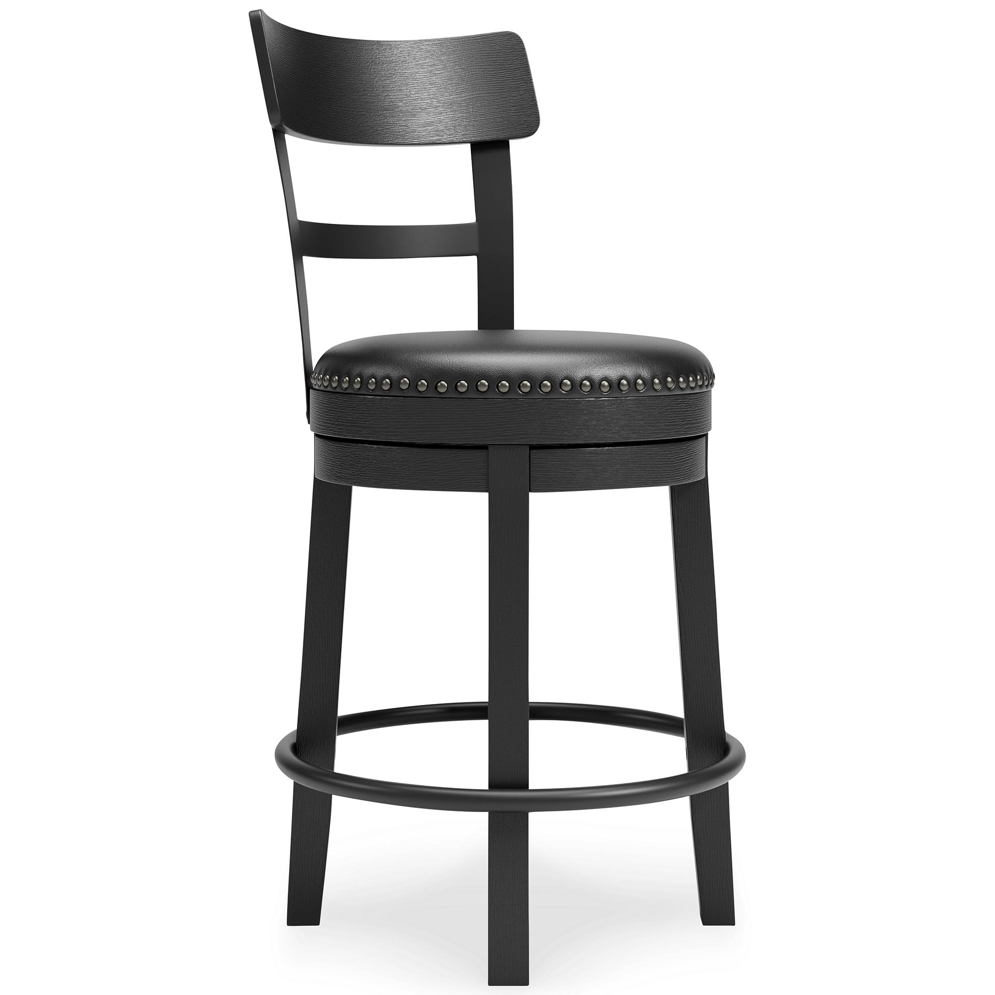 Signature Design by Ashley Valebeck Faux Leather Pub Height Swivel Barstool, 24.38 Seat Height, Black