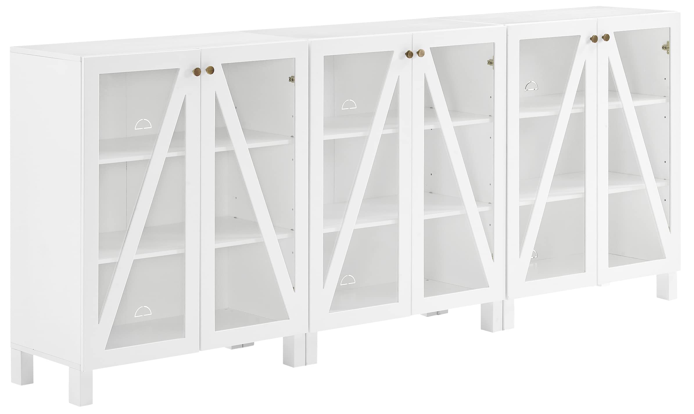 Crosley Furniture Cassai 3-Piece Entertainment Center TV Stand, Media Console, Vinyl Record Storage, White