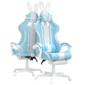 Ferghana Blue Gaming Chair with Bunny Ear, Cute Massage Gaming Chairs for Adults & Teens, Office PC Gamer Chair with Footrest, K