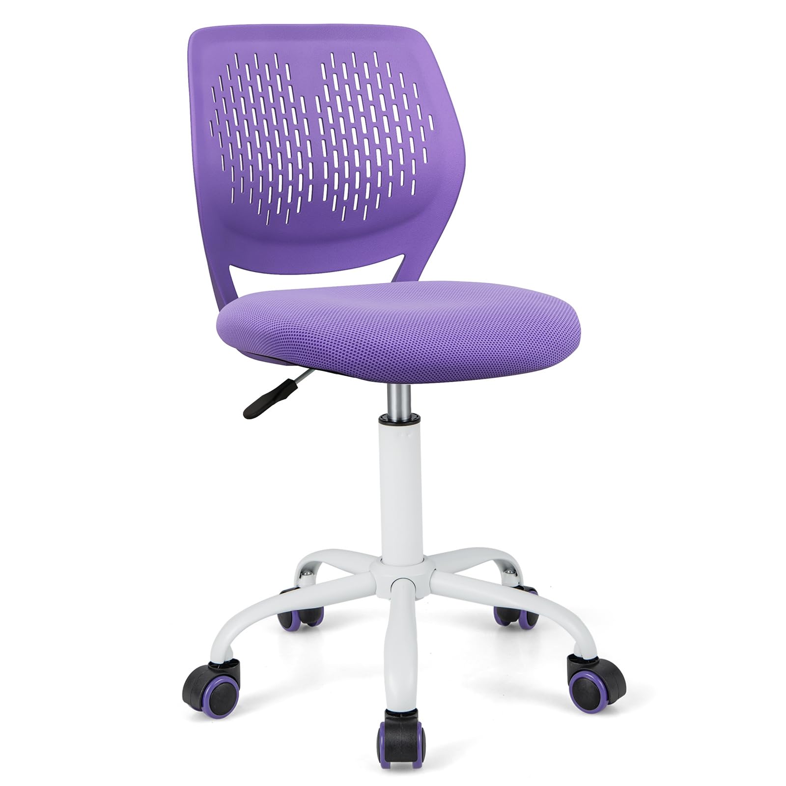 DORTALA Desk Chair for Teen, Kids Armless Swivel Small Cute Low-Back Mesh Office Chair Comfy with Adjustable Height, Lumbar Supp