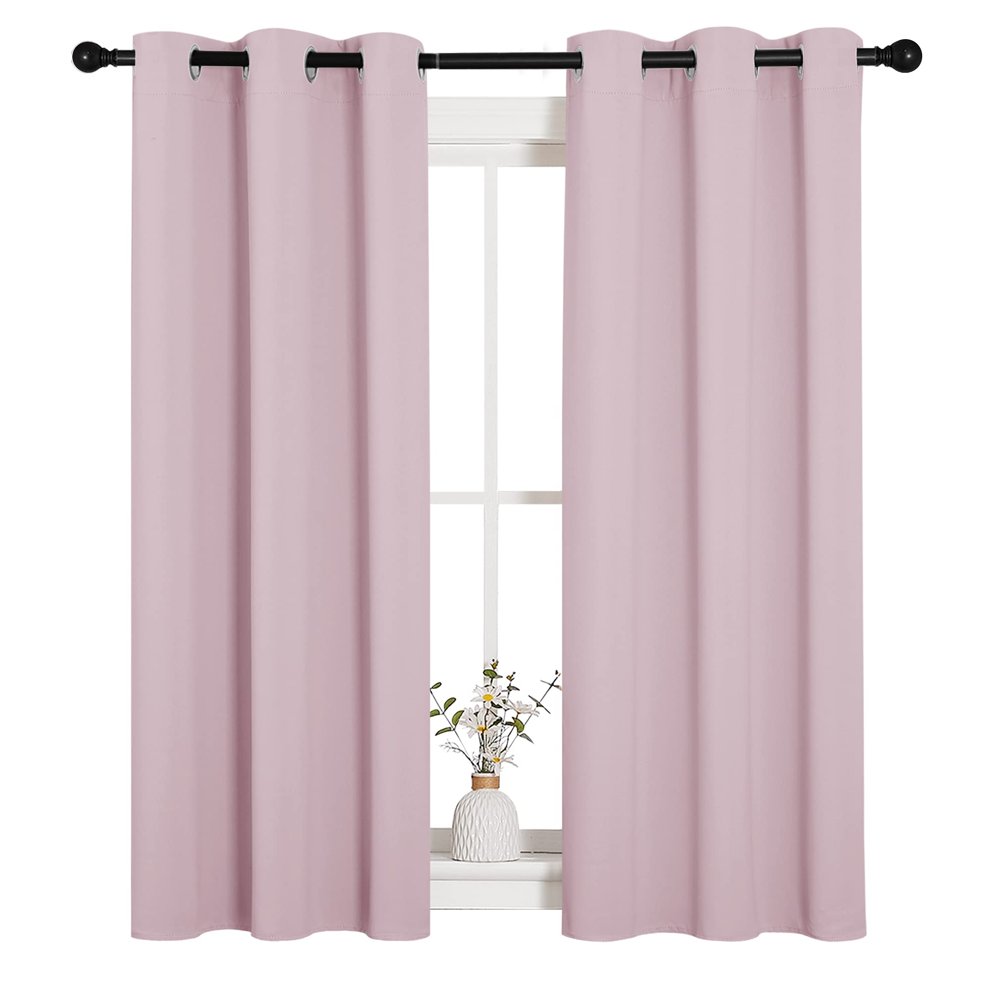 NICETOWN Blackout Draperies Curtains for Girls Room, Nursery Essential Thermal Insulated Grommet Blackout Panels (Lavender Pink,