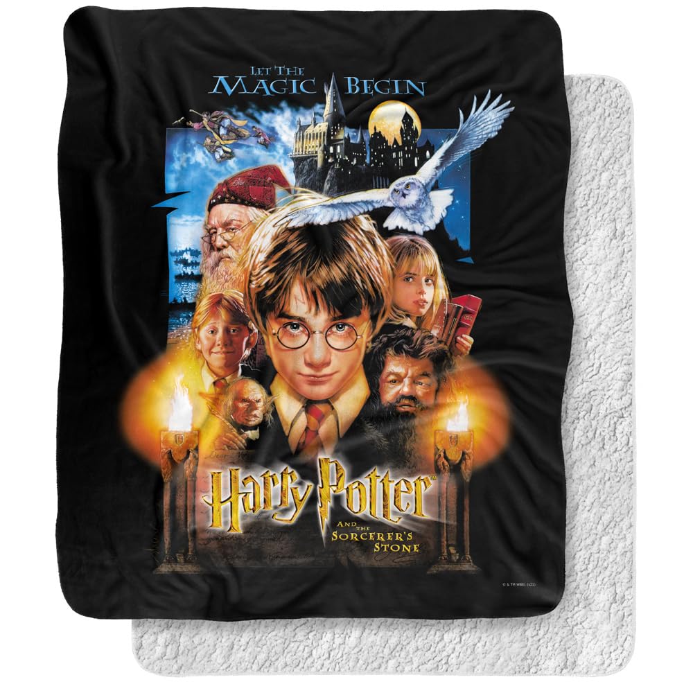 Harry Potter Blanket, 50x60, Movie Poster Silky Touch Sherpa Back Super Soft Throw Blanket