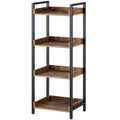 Rolanstar Bookshelf, 4-Tier Storage Rack, Narrow Corner Bookshelf, Display Wooden Shelves for Living Room, Bathroom, Balcony, Ki