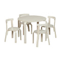 ECR4Kids Bentwood Table and Curved Back Chair Set, Kids Furniture, White Wash, 5-Piece