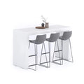 Mobili Fiver, Evolution High Table 70,9 x 23.6 in, Ashwood White, High Top Table for 6 People, Bar Table, Kitchen Island, Counte