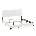 FURINNO Pessac PU Leather Upholstrered Platform, King, White