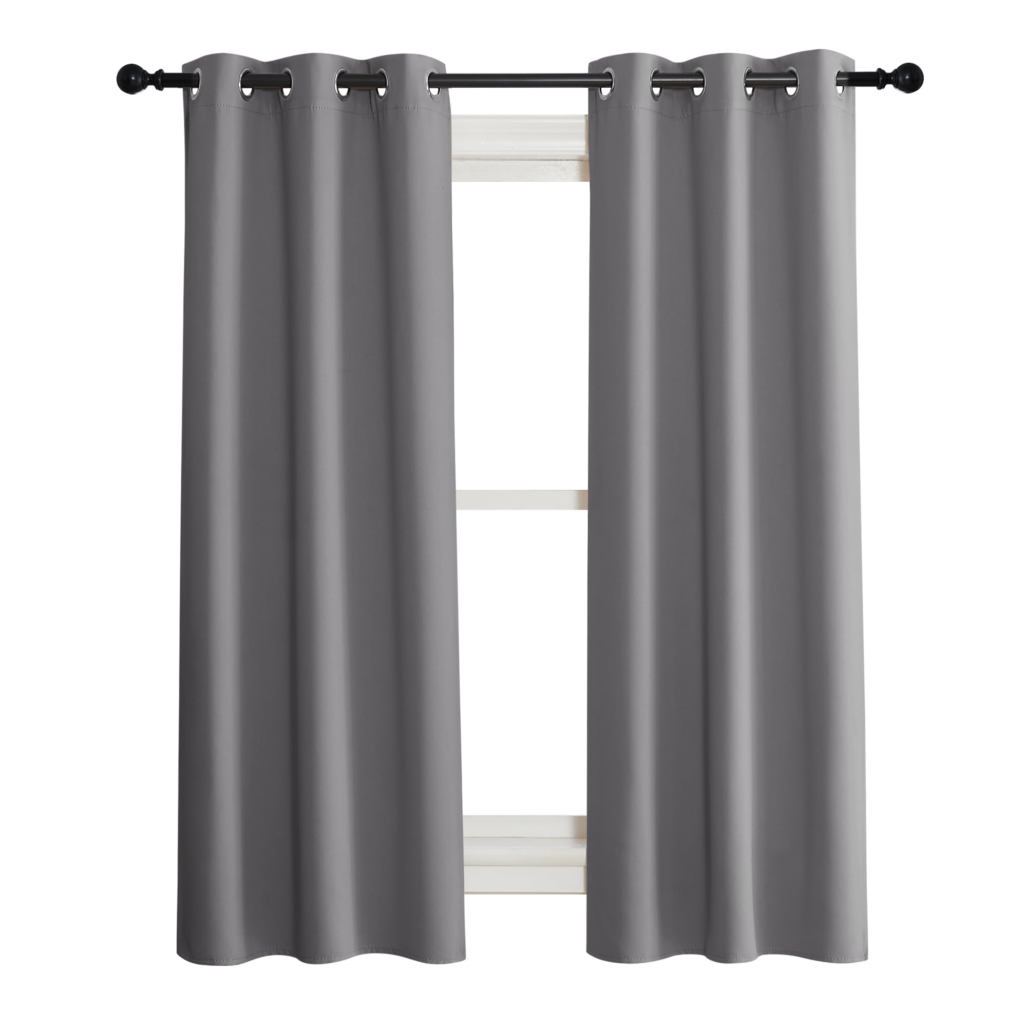 NICETOWN Blackout Curtain Blind for Bedroom, Single Panel, W34 x L63 inches, Grey/Gray, Thermal Insulated Grommet Blackout Room 