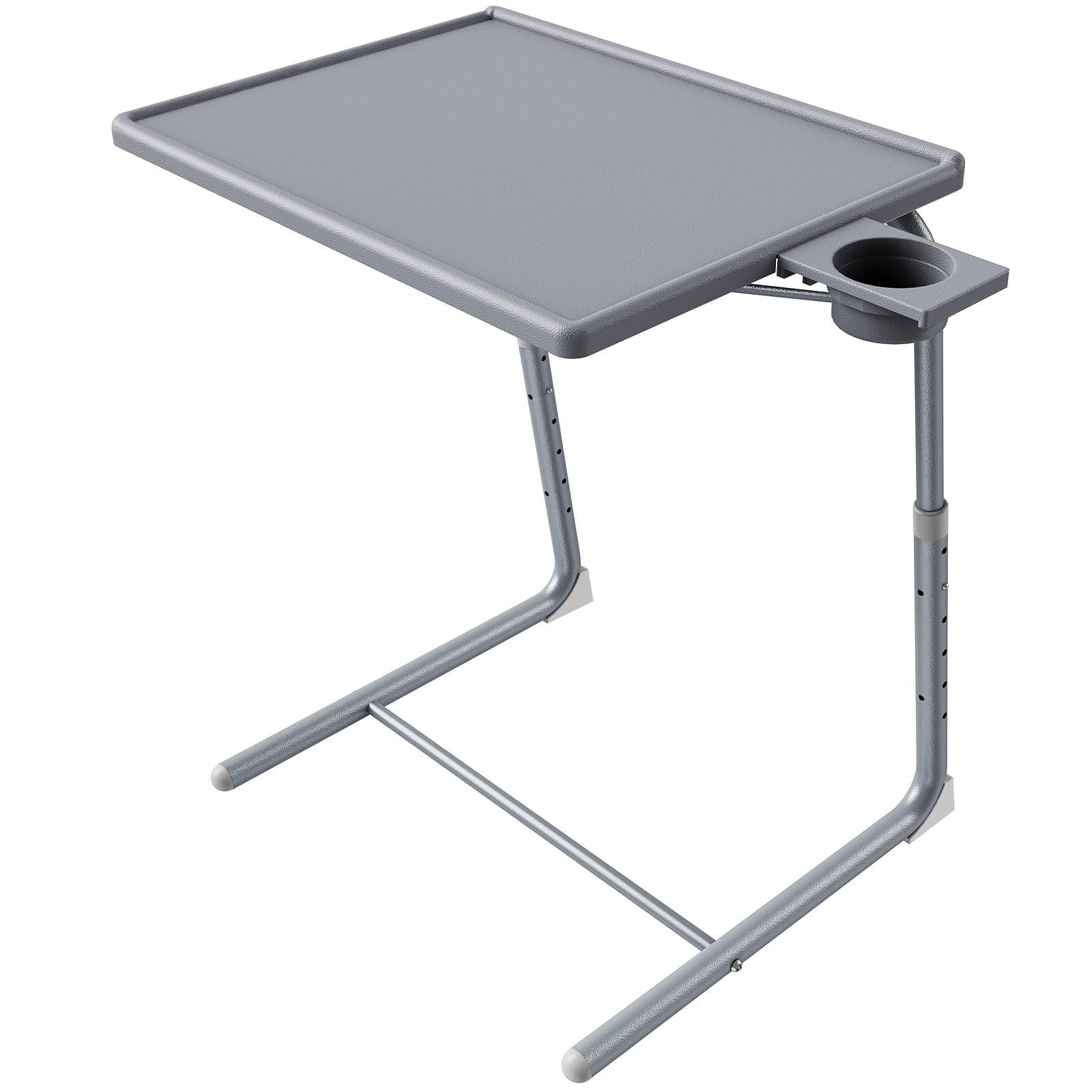 Adjustable TV Tray Table - TV Dinner Tray on Bed & Sofa, Comfortable Folding Table with 6 Height & 3 Tilt Angle Adjustments (Gra