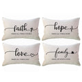 Inspirational Saying Lumbar Throw Pillow Covers Faith Hope Love Family Decorative Pillowcases 12 x 20 Inch Rustic Farmhouse Cush