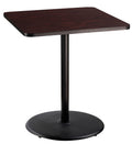 National Public Seating NPS 36 Square Cafe Table with Round Base, 42 Height, Particleboard Core/T-Mold, Mahogany Top, Black Fram