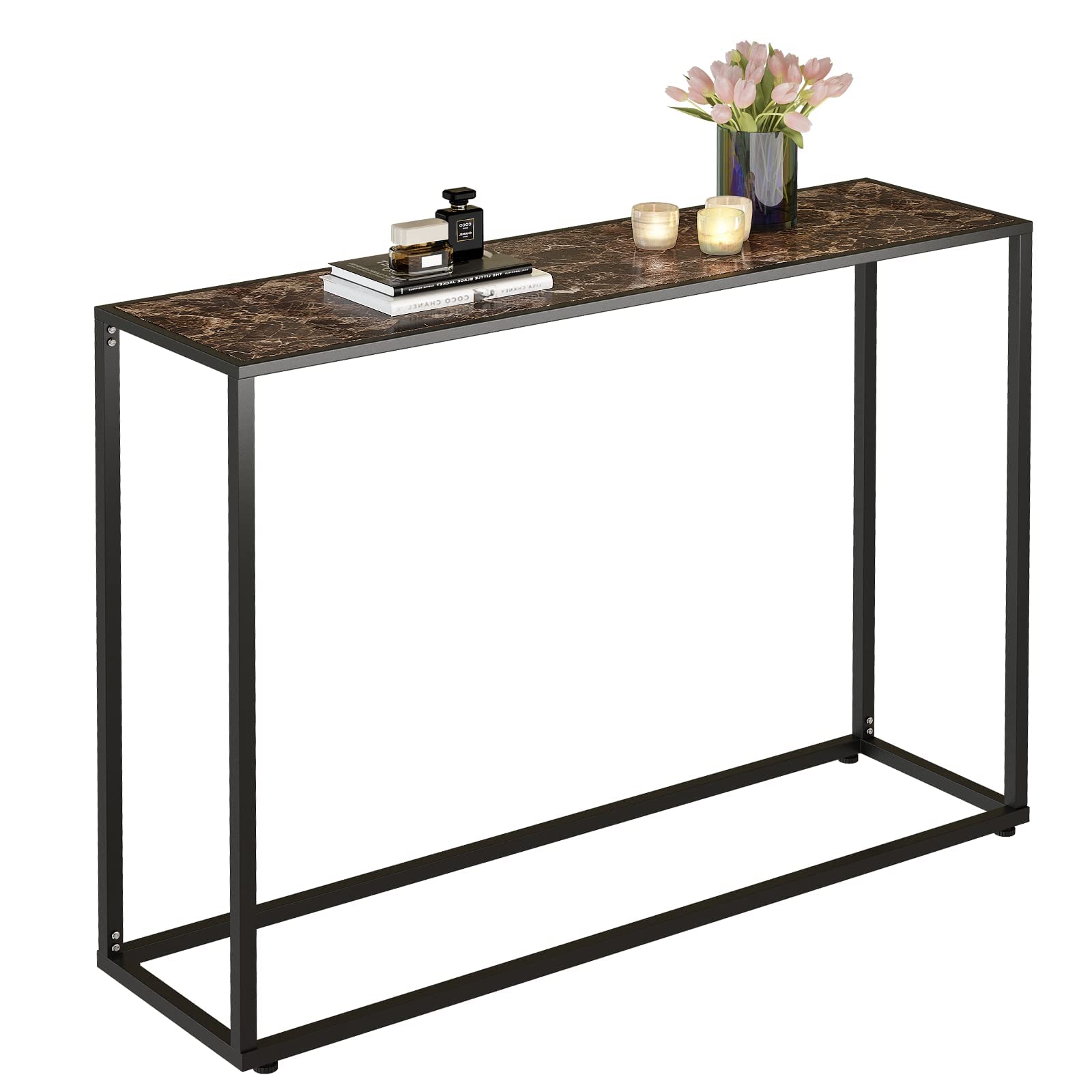 Recaceik Console Table for Entry, Modern Faux Marble Entryway Table, Narrow Adjustable Console Sofa Table Foyer Hall Table for E