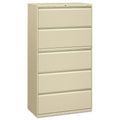 HON 885LL 800 Series Five-Drawer Lateral File, Roll-Out/Posting Shelves, 36w x 67h, Putty
