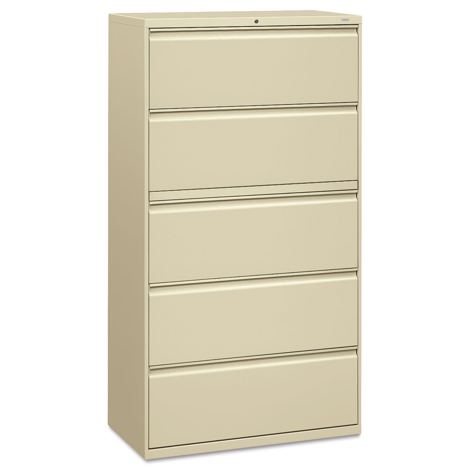 HON 885LL 800 Series Five-Drawer Lateral File, Roll-Out/Posting Shelves, 36w x 67h, Putty