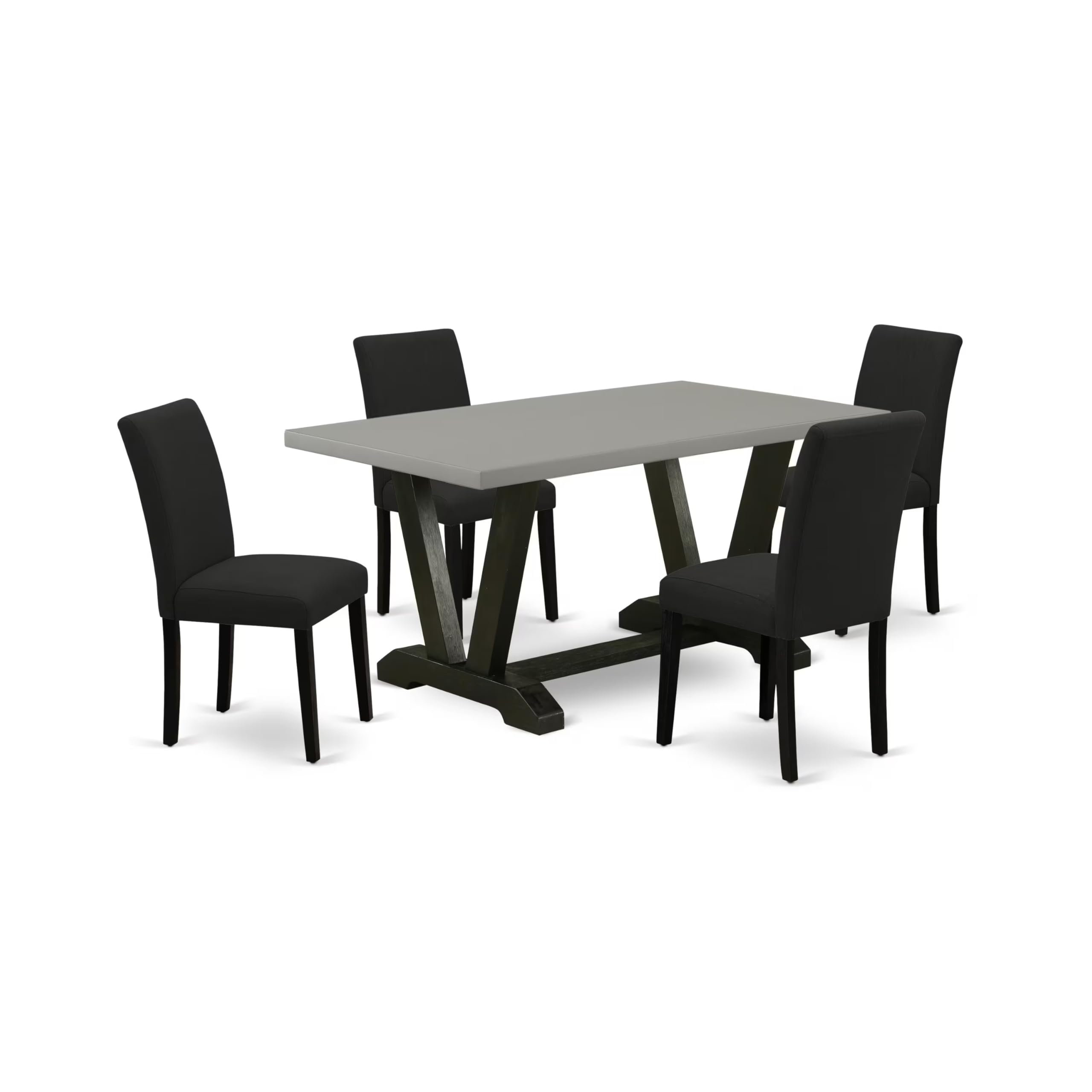 East West Furniture V696AB624-5 5 Piece Dinette Set for 4 Includes a Rectangle Dining Room Table with V-Legs and 4 Black Color L