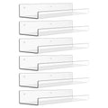 upsimples 6 Pack Acrylic Shelves for Wall Storage, 15 Floating Bookshelves for Kids, Display Shelf Organizer for Bathroom, Bedro