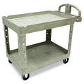 Rubbermaid Commercial Products - FG4520088BEIG 2-Shelf Utility/Service Cart, Medium, Lipped Shelves, Ergonomic Handle, Beige Col