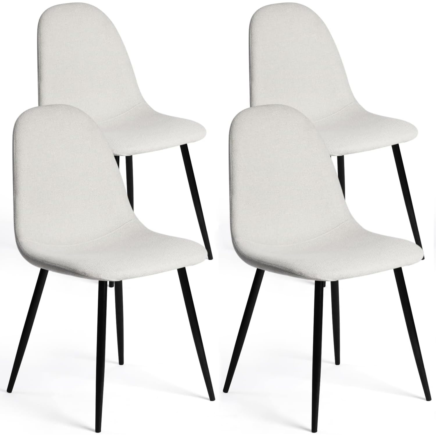 FurnitureR Dining Chairs Set of 4 Comfortable Upholstered, Fabric Mid-Back Armless Accent Side Chairs for Home, Kitchen, Living 