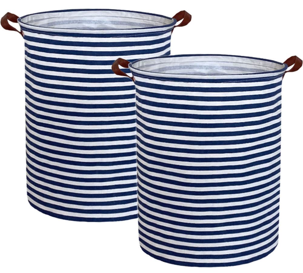 ESSME 2pack Kids Laundry Hamper,Boys laundry basket,Collapsible Bule storage basket with Waterproof PE Coating,Canvas Fabric Nur