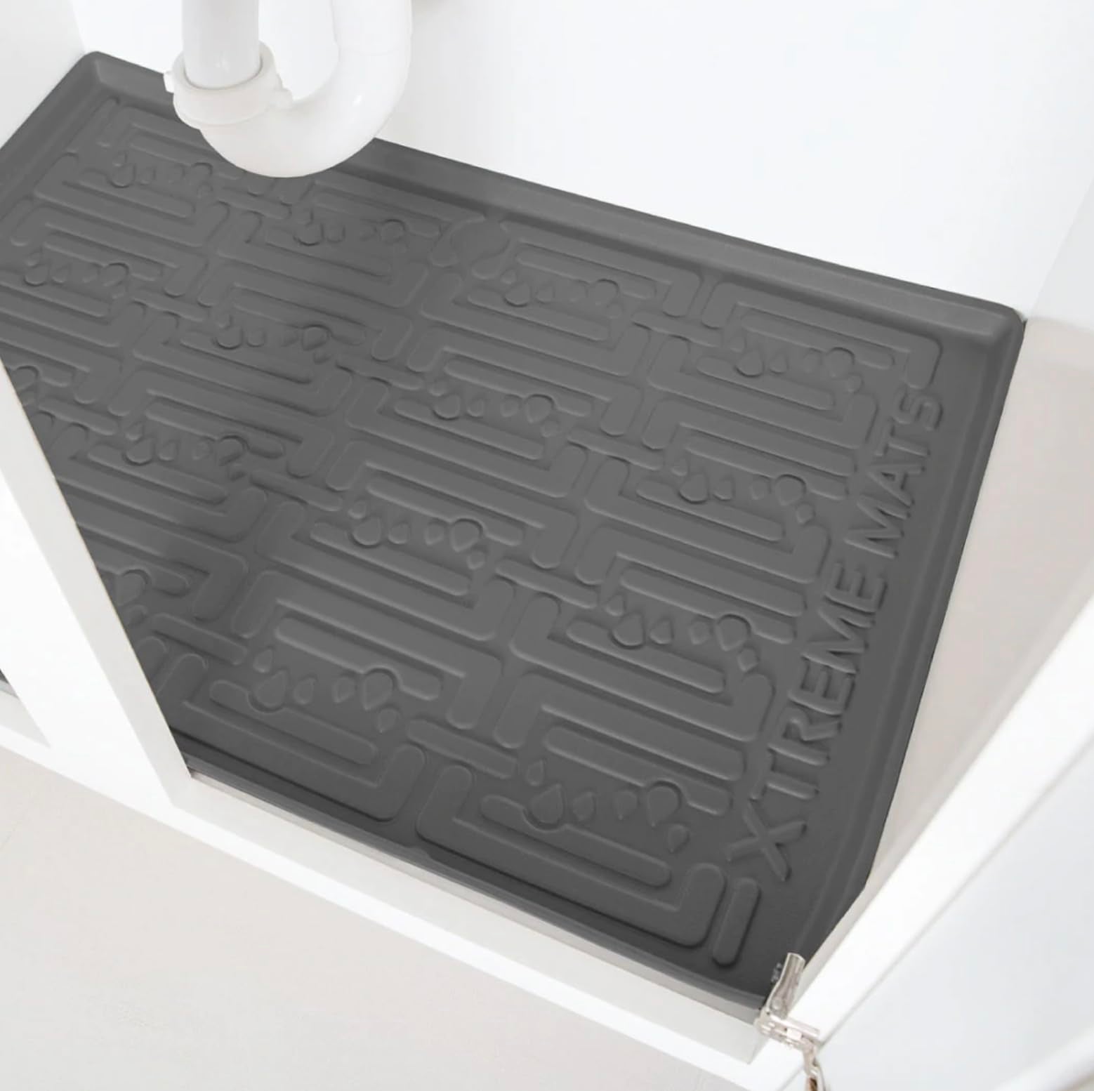 Xtreme Mats Waterproof Under Sink Mat (Gray 31 1/4 x 22 1/4) Shelf Liner Cabinet Liner for Home Kitchen & Laundry Cabinets Plumb