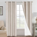 H.VERSAILTEX Blackout Linen Curtains, 100% Blackout Drapes Textured Blackout Curtains with White Thermal Insulated Liner, Gromme