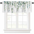 AYTTBIS Sage Green Eucalyptus Leaves Curtain Valance for Windows Watercolor Green Rod Pocket Window Treatments 1 Panel Short Cur
