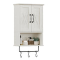 ChooChoo Farmhouse Medicine Cabinet, Bathroom Wall Cabinet with Adjustable Shelf, Towel Bar, 3 Hooks, Over The Toilet Storage Ca
