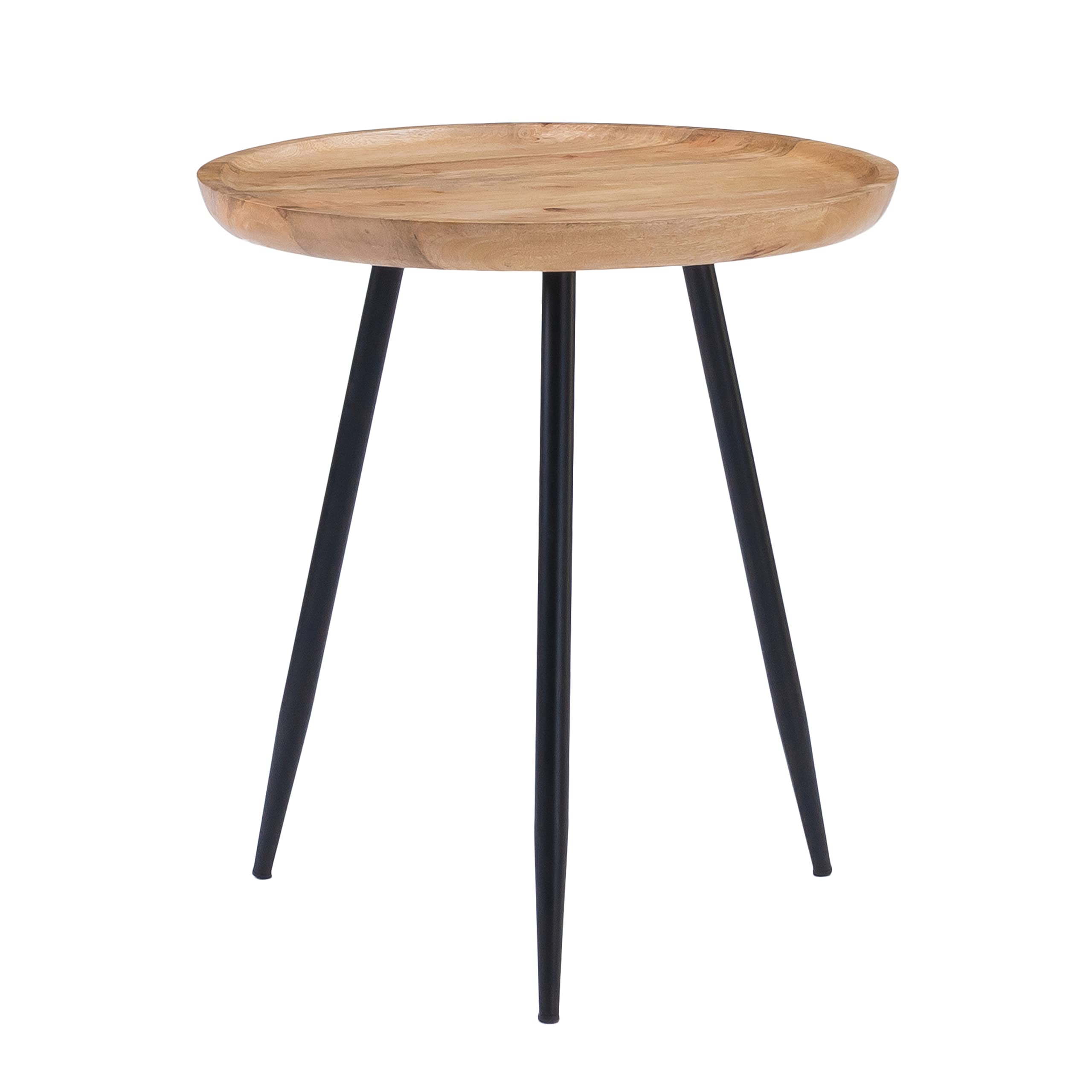MH London Side Table - Dilan Tri Pin Small Table. Exclusively Designed Hand-Crafted Small Nightstand. Solid Wood Round End Table