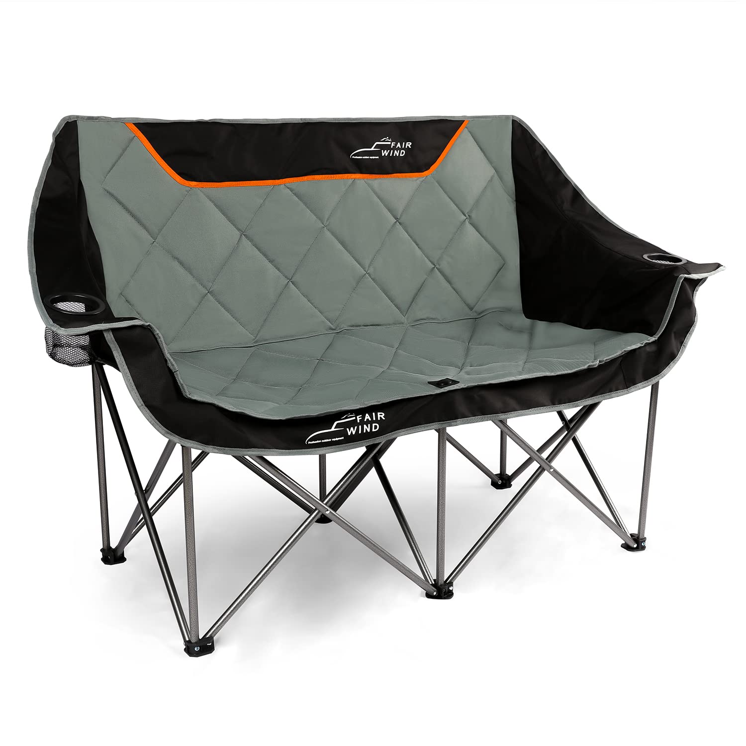 FAIR WIND Oversized Fully Padded Camping Chair Folding Loveseat Camping Couch Double Duo Chair Heavy Duty Quad Fold Chair Arm Ch