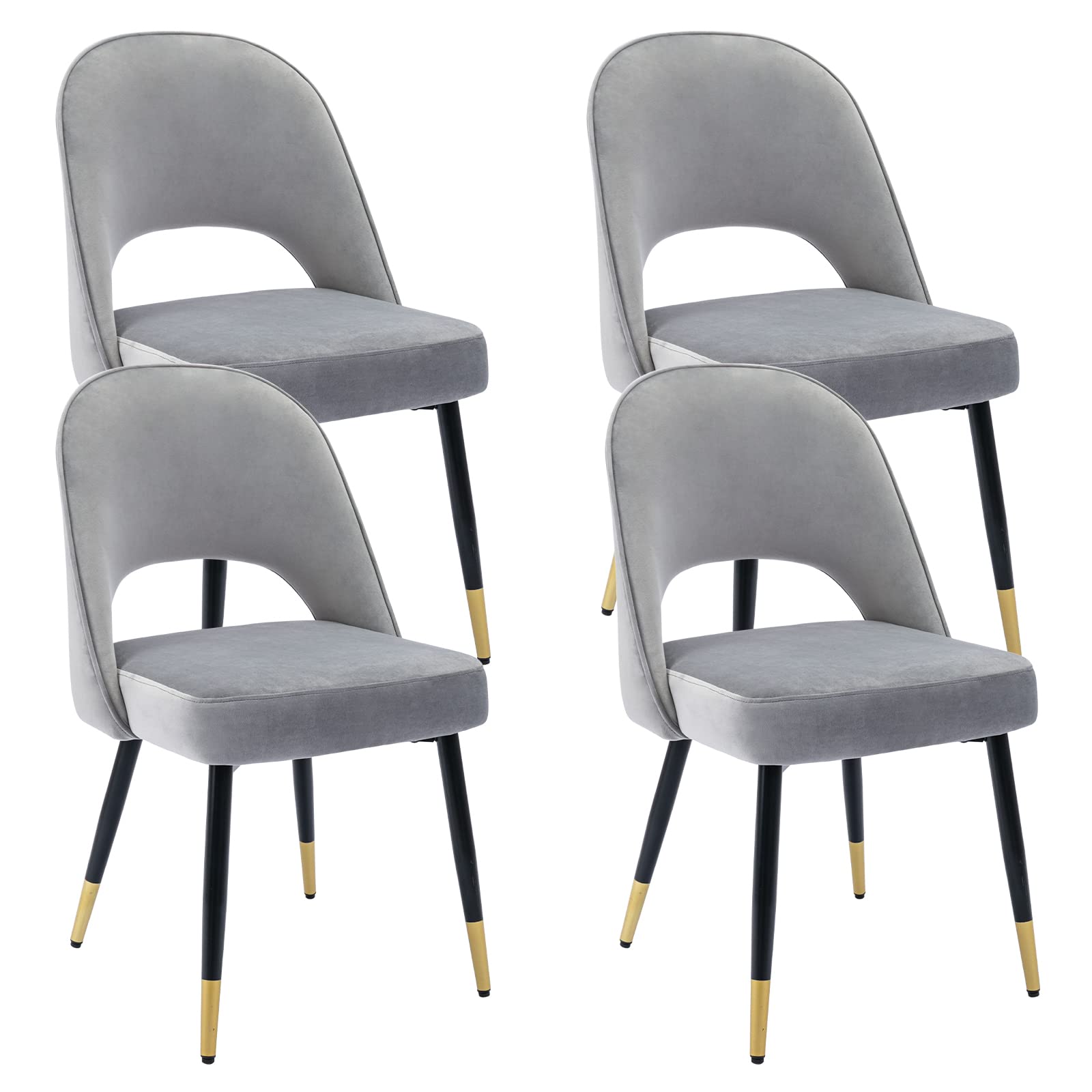 Wahson Velvet Dining Chairs Set of 4 Side Chairs Kitchen Corner Chairs with Metal Legs, Modern Leisure Chairs for Dining Room/Li