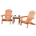 ORALNER Folding Adirondack Chairs Set of 3, Patio Outdoor Chairs & Side Coffee Table, Wooden Outdoor Seating with Wide Slatted B