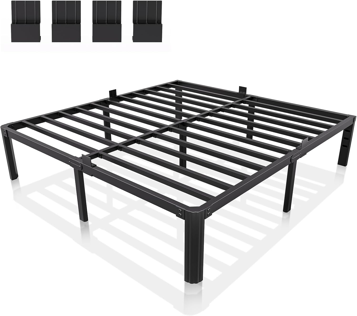 XUKIL 14 Inch Metal Bed Frame King Size Heavy Duty High Platform with Steel Slats No Box Spring Needed Noise-Free Easy Assembly,