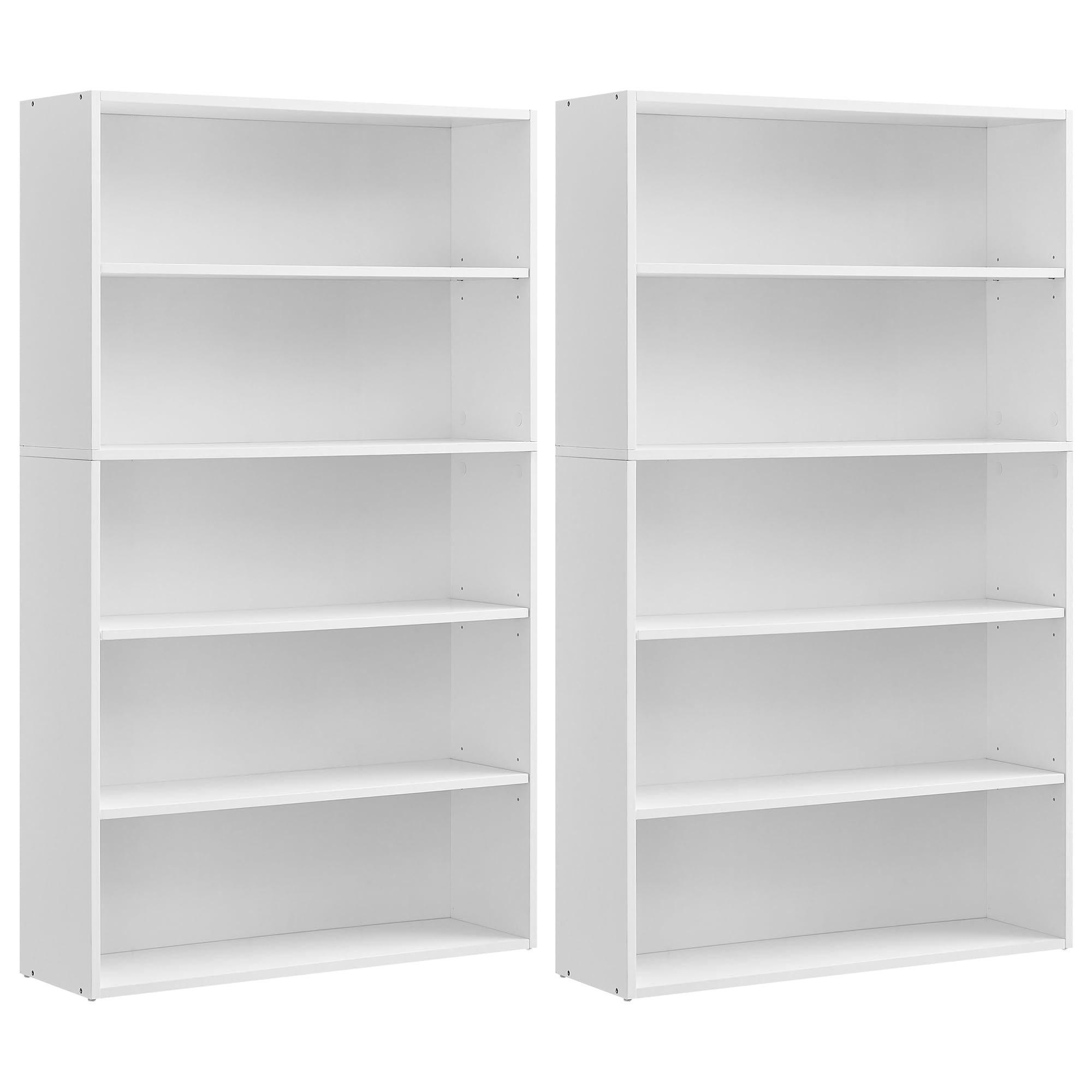 VASAGLE Set of 2 Bookshelves, 30 Inches Wide, 5-Tier Open Bookcases with Adjustable Storage Shelves, Floor Standing Units, Ebony