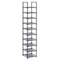 SONGMICS Shoe Rack, 10 Tier Shoe Shelf, Shoe Storage Organizer, Space-Saving, 13 x 13 x 68.1 Inches, Metal Frame, Non-Woven Fabr