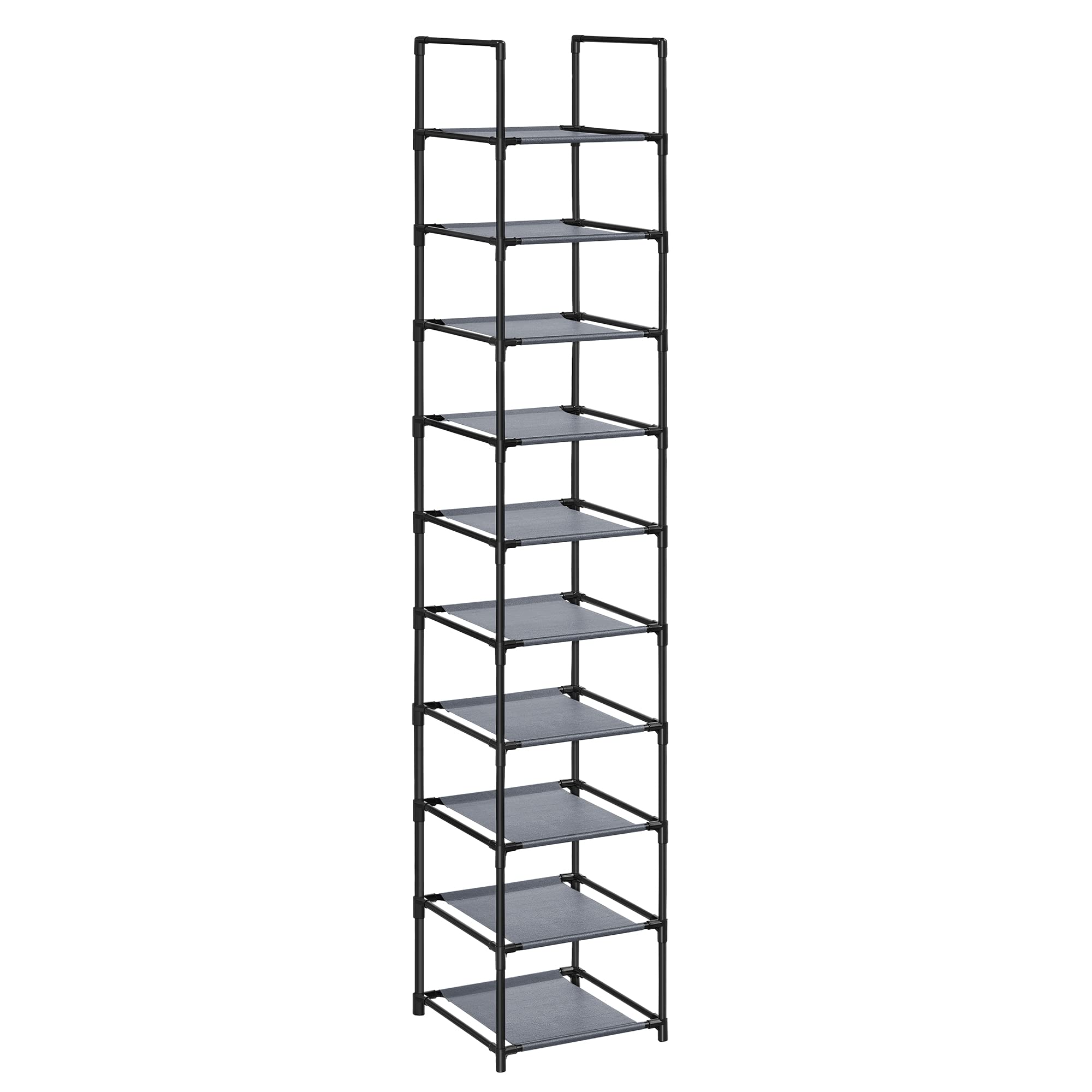 SONGMICS Shoe Rack, 10 Tier Shoe Shelf, Shoe Storage Organizer, Space-Saving, 13 x 13 x 68.1 Inches, Metal Frame, Non-Woven Fabr