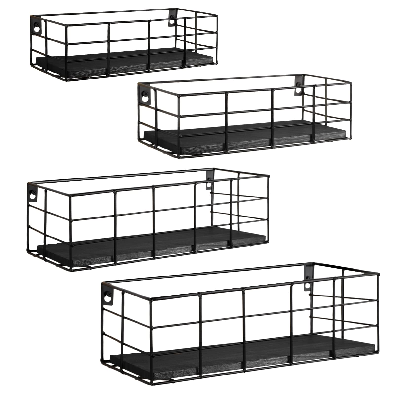 Fixwal 4 Set Floating Shelves Wall Shelves for Storage Hanging Shelves Wall Mounted for Living Room Kitchen and Bedroom Bathroom
