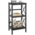 YMYNY 3 Tiers Bookcase, Industrial Metal Bookshelf with Side Fence, Storage Organizer for Living Room, Home Office, Bedroom, Dis