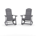 Flash Furniture Savannah All Weather Adirondack Rocking Chairs, Polyresin Wood Adirondack Chair with 350-lb. Static Weight Capac